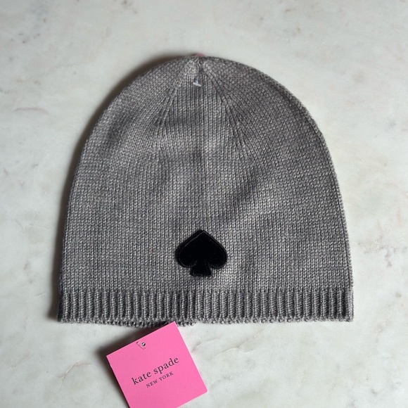 NWT Kate Spade Heather Grey Beanie Hat - Picture 3 of 7